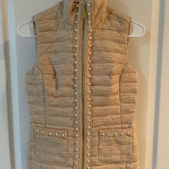*SOLD* NWT Lilly Pulitzer Noella Vest Latte Resort Boucle - Picture 7 of 13